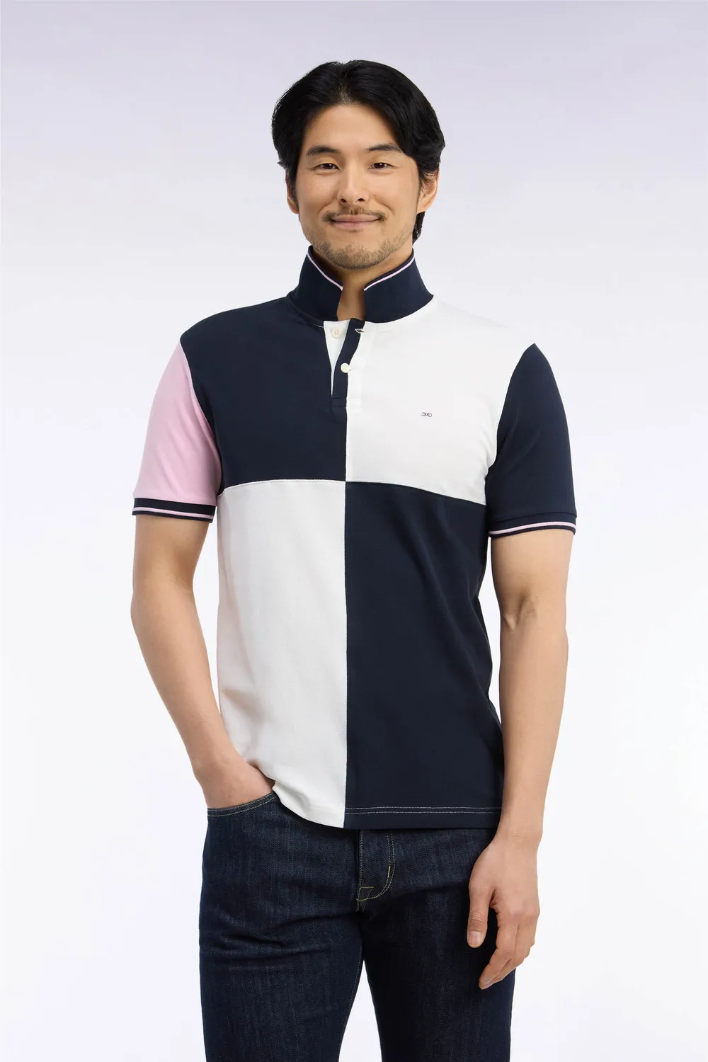 Eden Park Tricolore polo écru piqué coton homme
