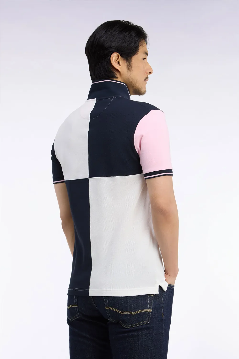 Eden Park Tricolore polo écru piqué coton homme