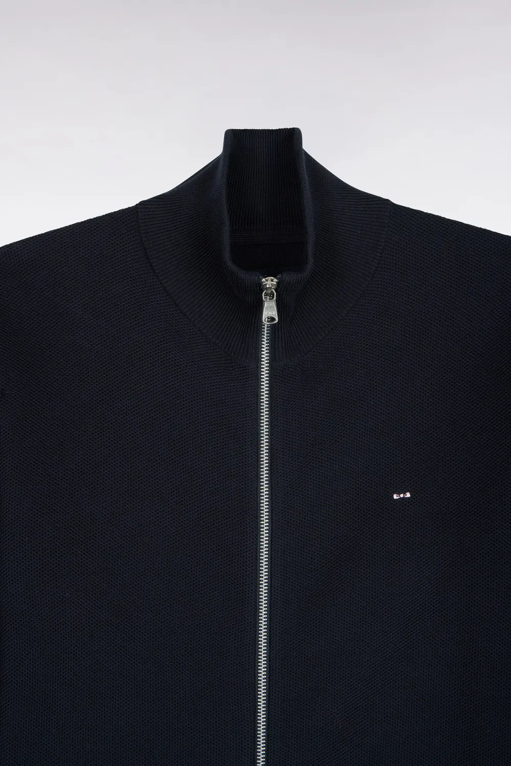 Eden Park Cardigan Zippé Coton Nid d'Abeille Marine Homme