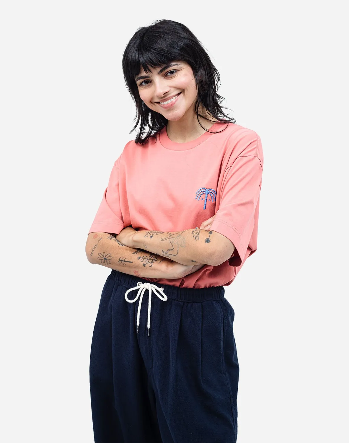 OLOW Connection t-shirt ample rose mineral coton