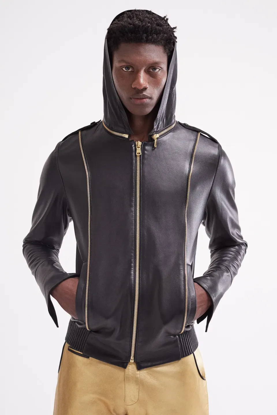 French Deal The Major veste cuir agneau noir
