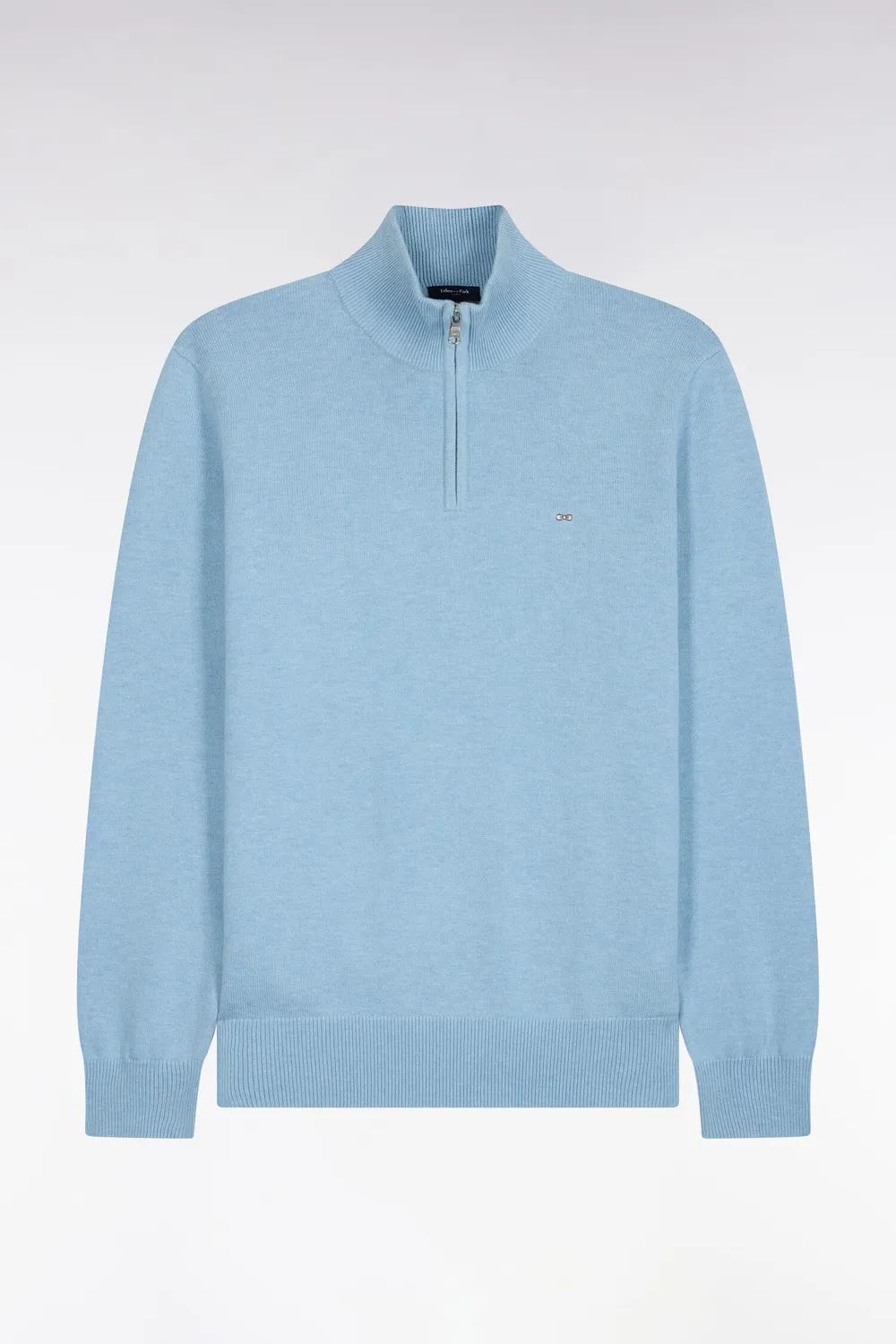 Eden Park pull camionneur ciel laine coton coupe droite