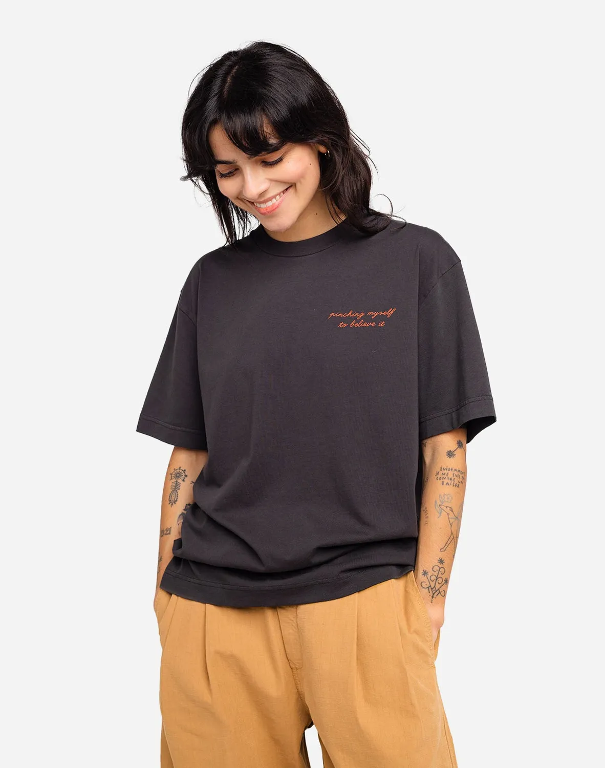 OLOW Étrille t-shirt ample noir carbone coton bio