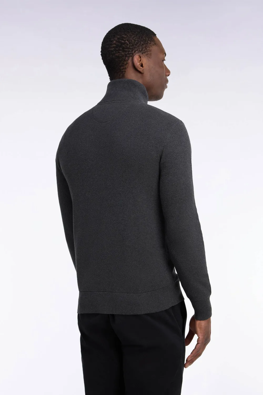 Eden Park pull col camionneur gris foncé pull droit coton