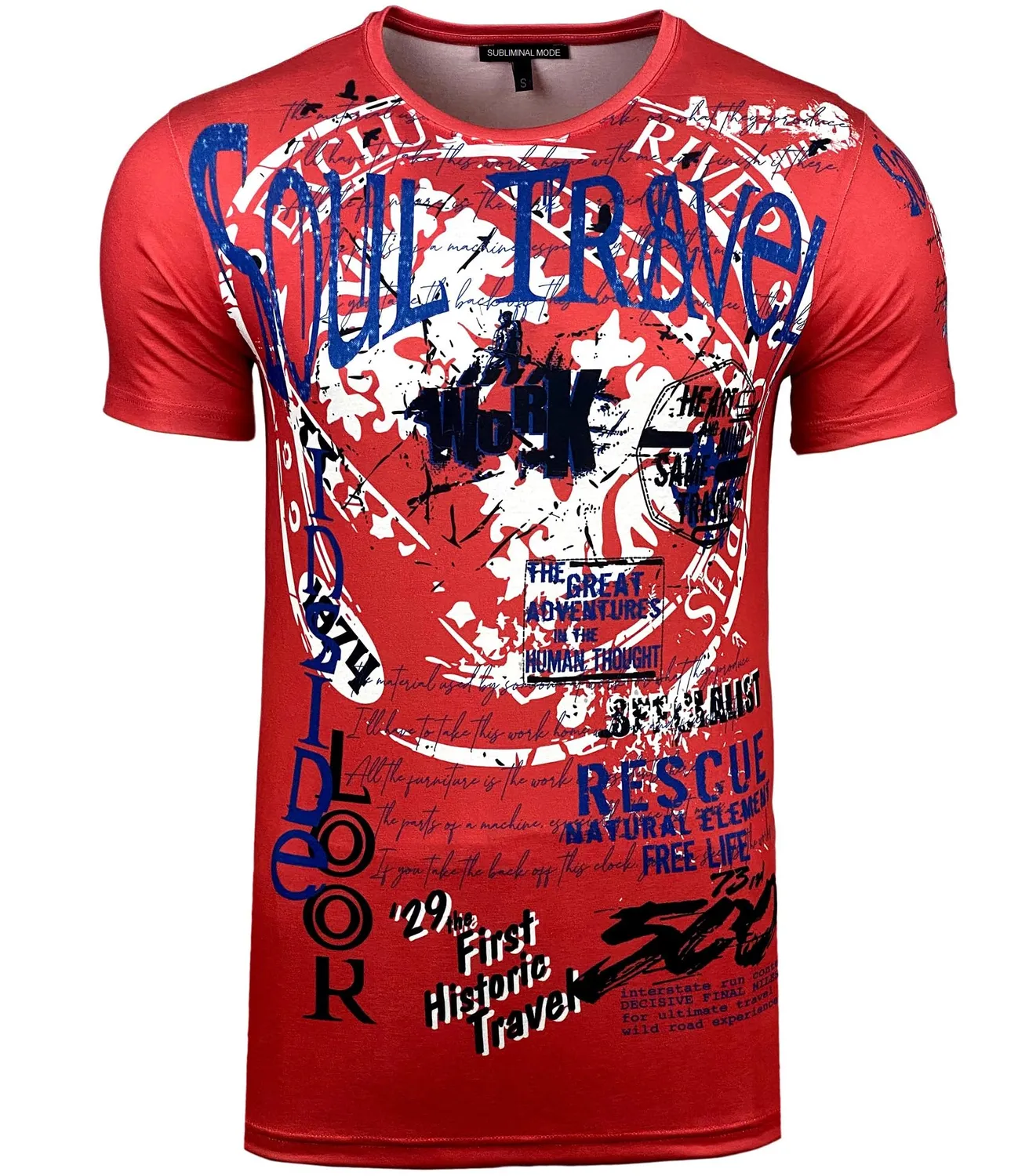 Subliminal Mode BX117 t-shirt homme manches courtes rouge vintage