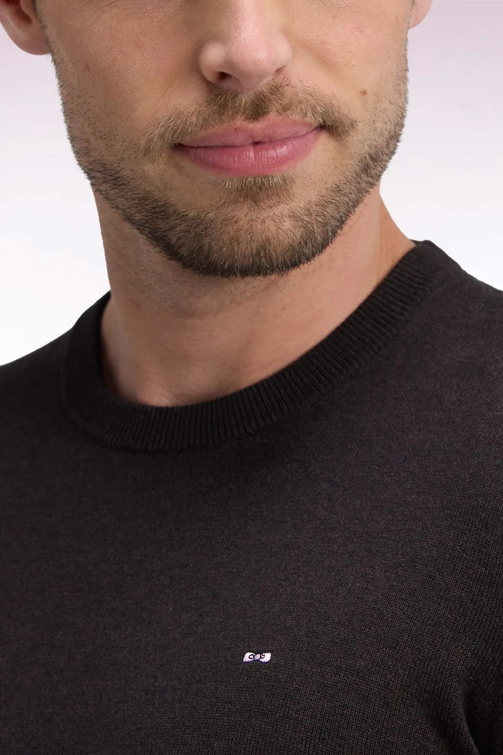 Eden Park pull col rond marron coton viscose homme