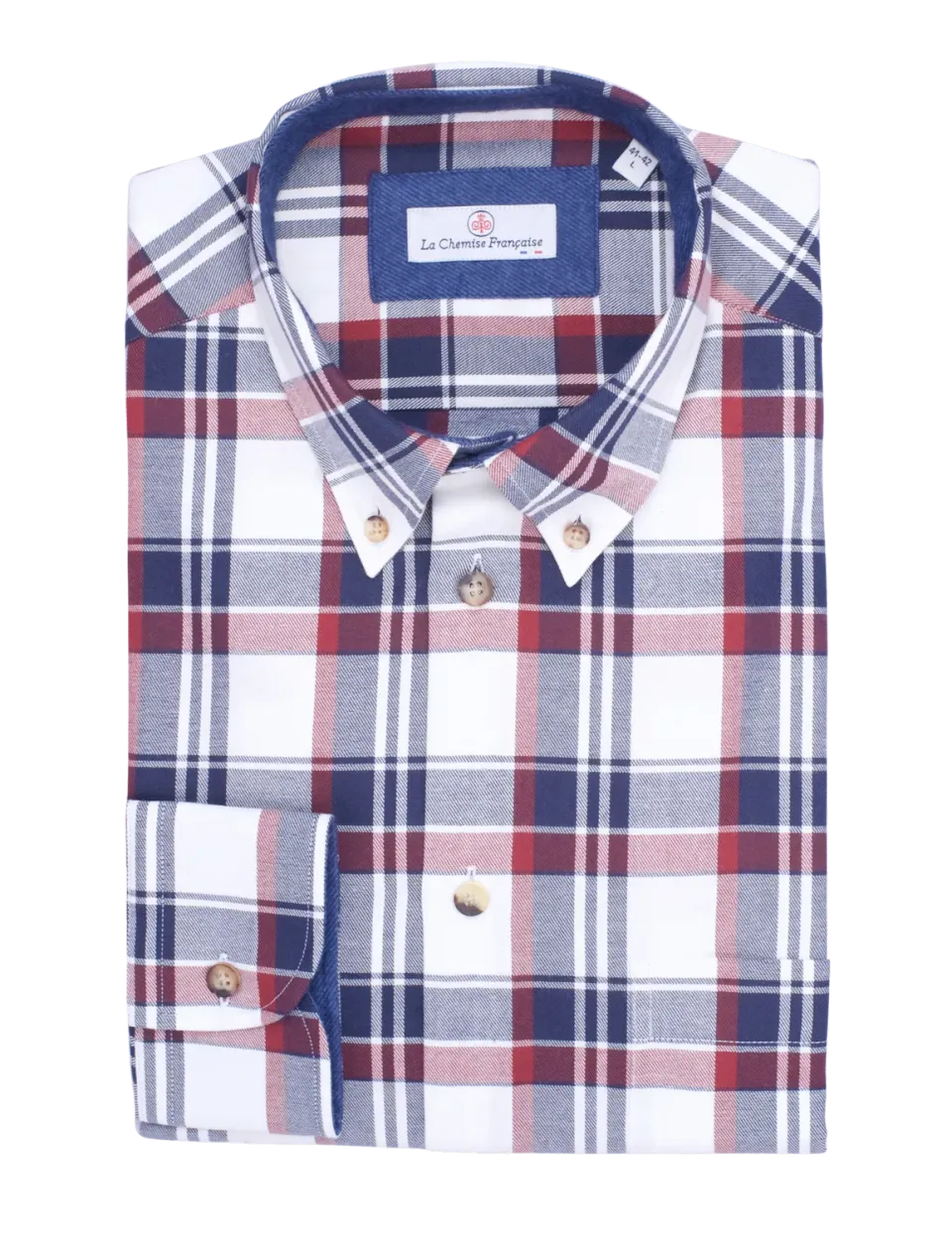 La Chemise Française Flanelle Carreaux Bleu Blanc Rouge chemise homme