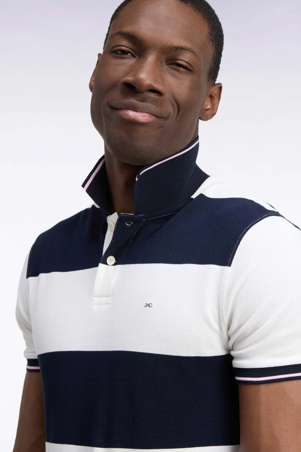 Eden Park polo rayures rugby écru marine homme