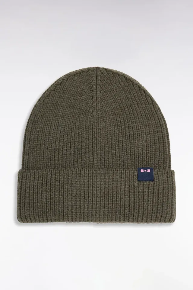 Eden Park bonnet maille côtelée kaki homme