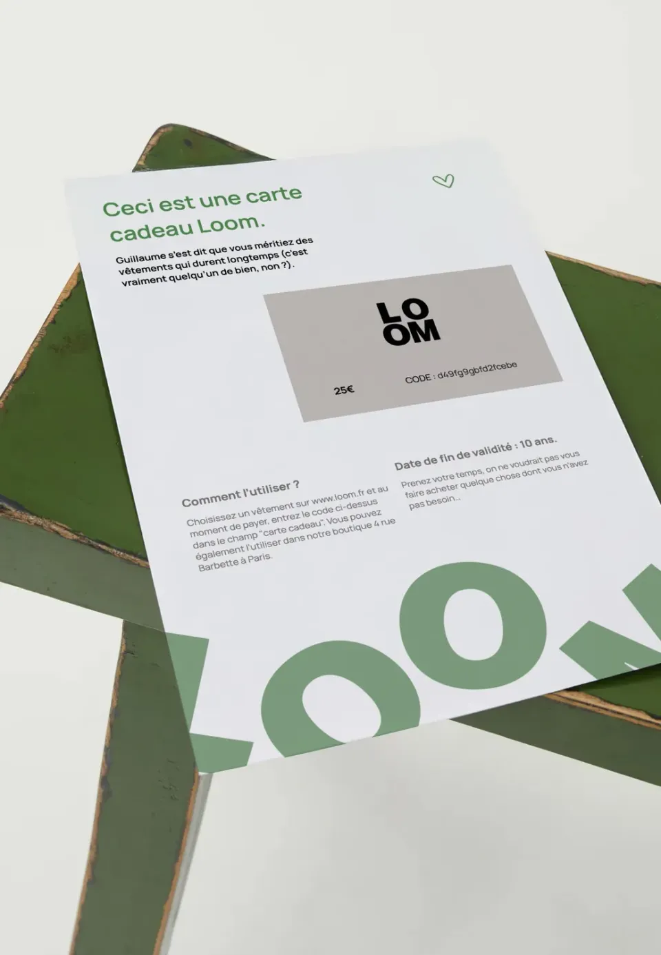Loom carte cadeau virtuelle 25€ e-mail valable 10 ans