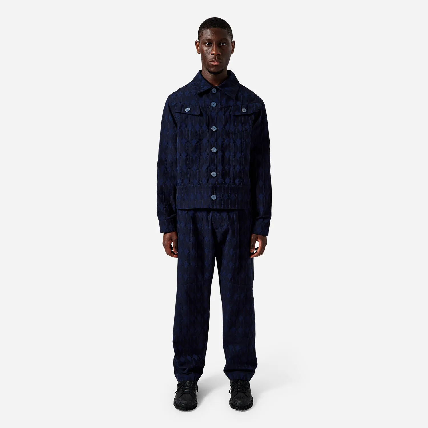 Labrum Navy Monogram Work veste homme marine poches