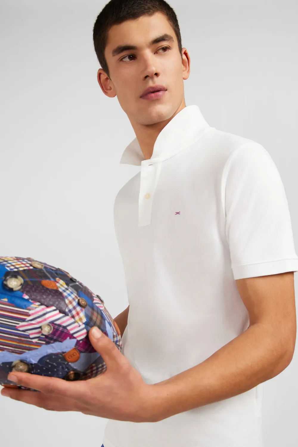 Eden Park Polo blanc coton pima stretch manches courtes