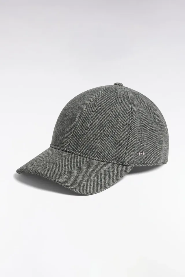 Eden Park casquette laine chevrons grise TU 57cm
