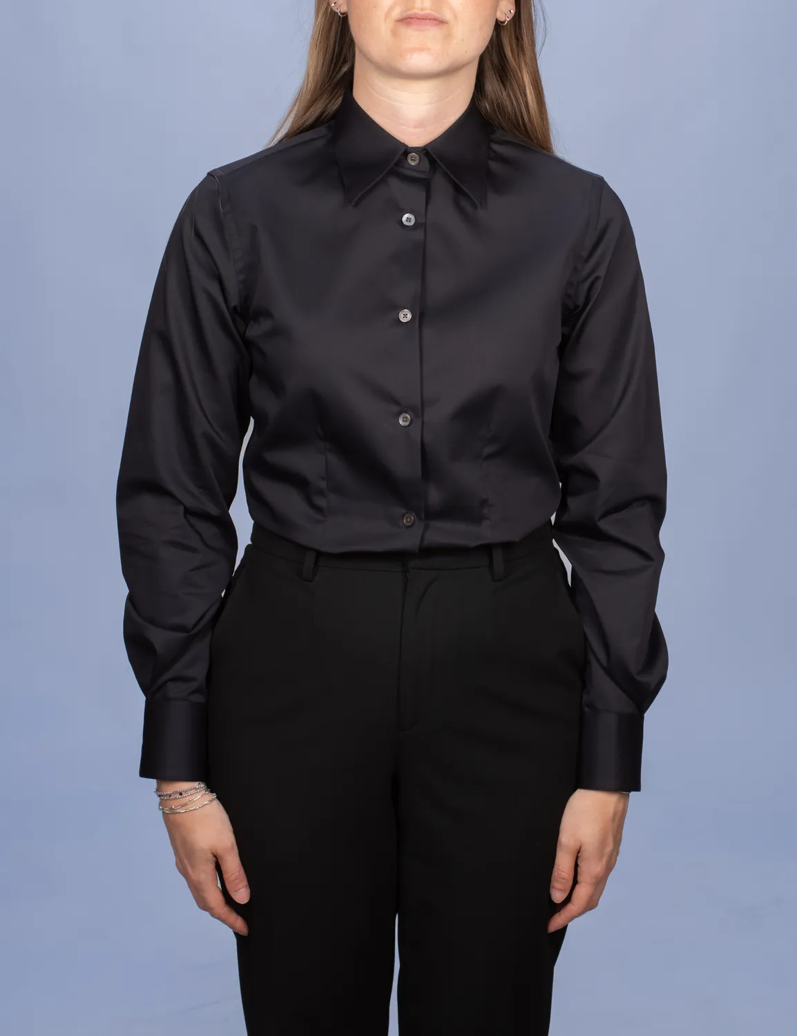 La Chemise Française Satin Noir chemisier femme coton brillant