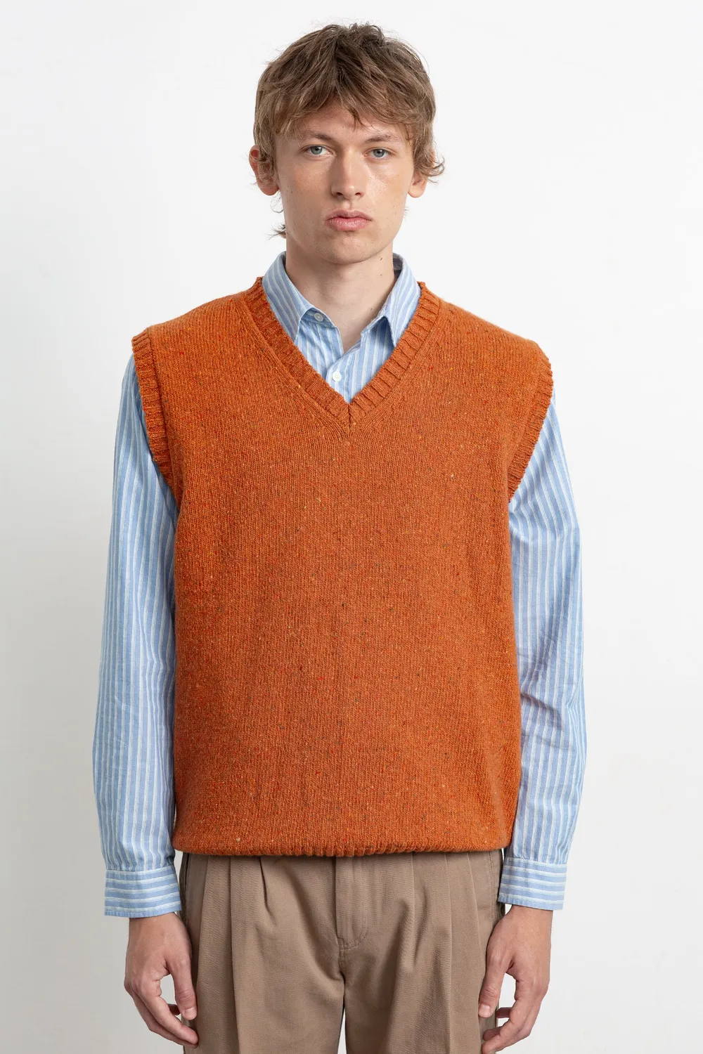 Edmmond Studios Paris Vest gilet orange tweed