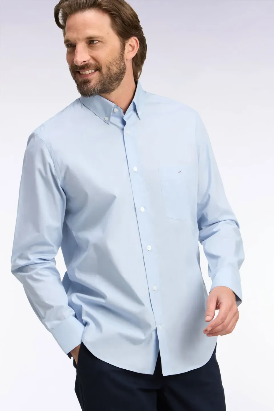 Eden Park Legend chemise homme ciel micromotifs coupe droite