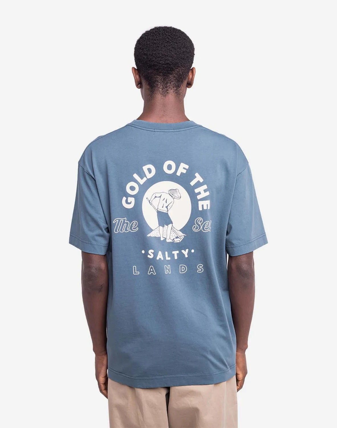 OLOW Gold t-shirt ample bleu acier coton bio