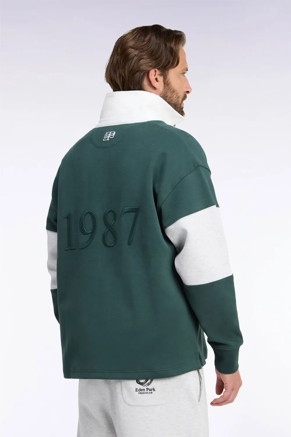 Eden Park sweat col maillot vert loose unisexe