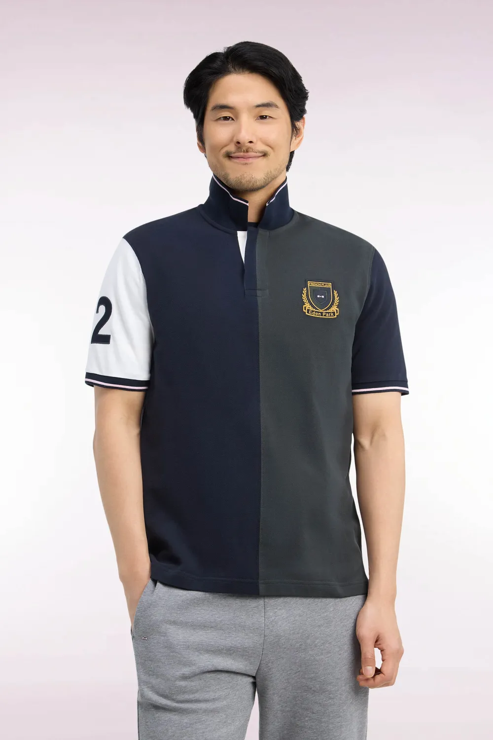 Eden Park polo manches courtes kaki marine coton homme