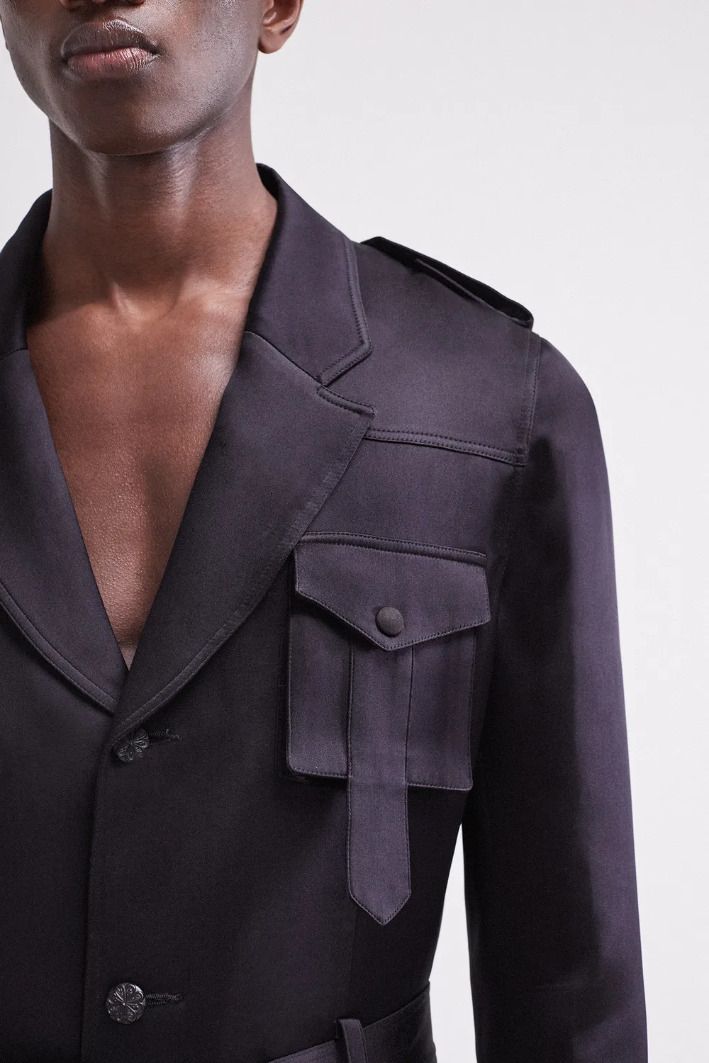 French Deal Saharienne Soie veste satin de soie