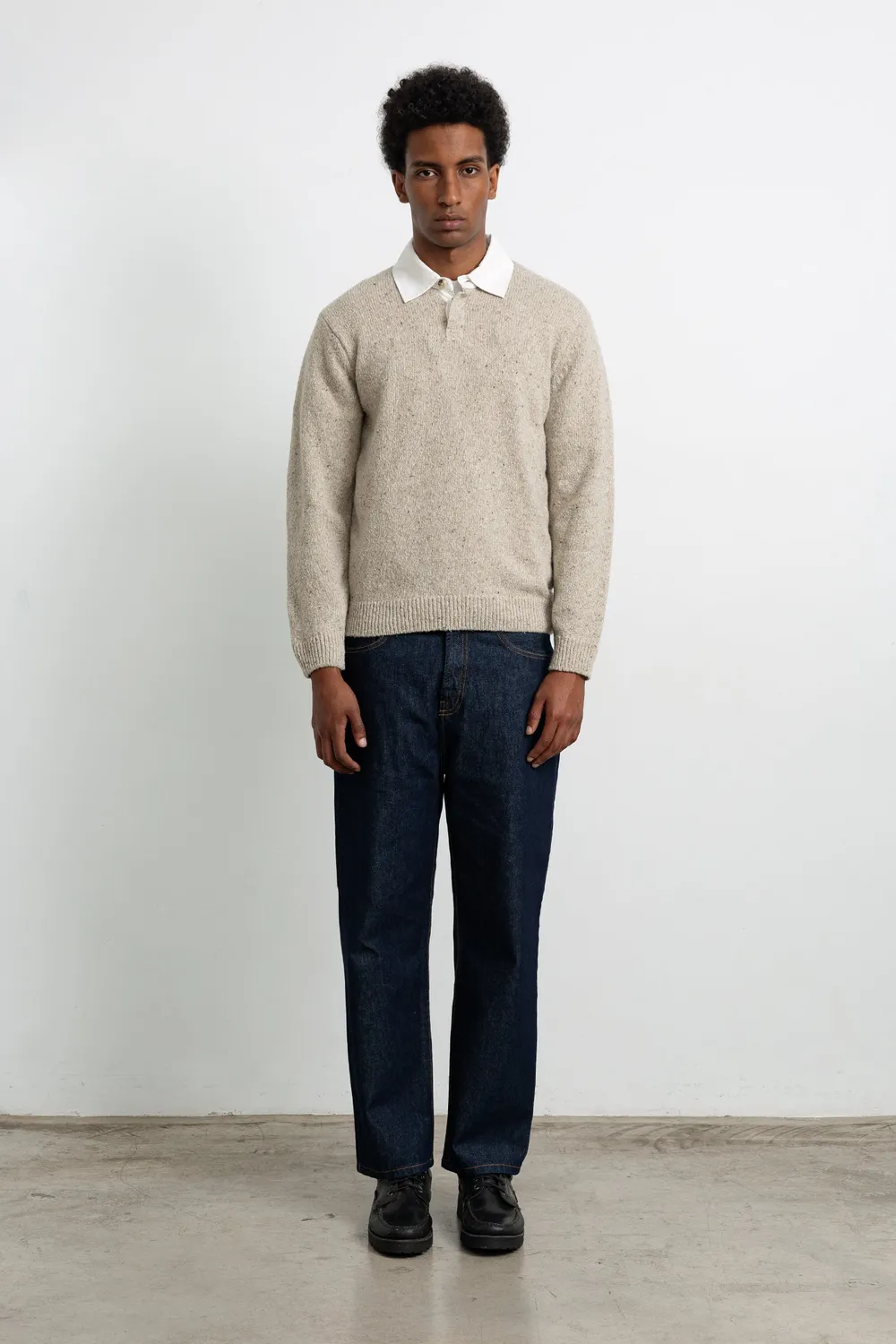 Edmmond Studios Paris polo taupe tweed contraste