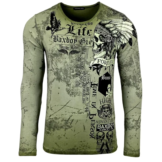 Subliminal Mode BX708 t-shirt homme col rond vintage coton délavé