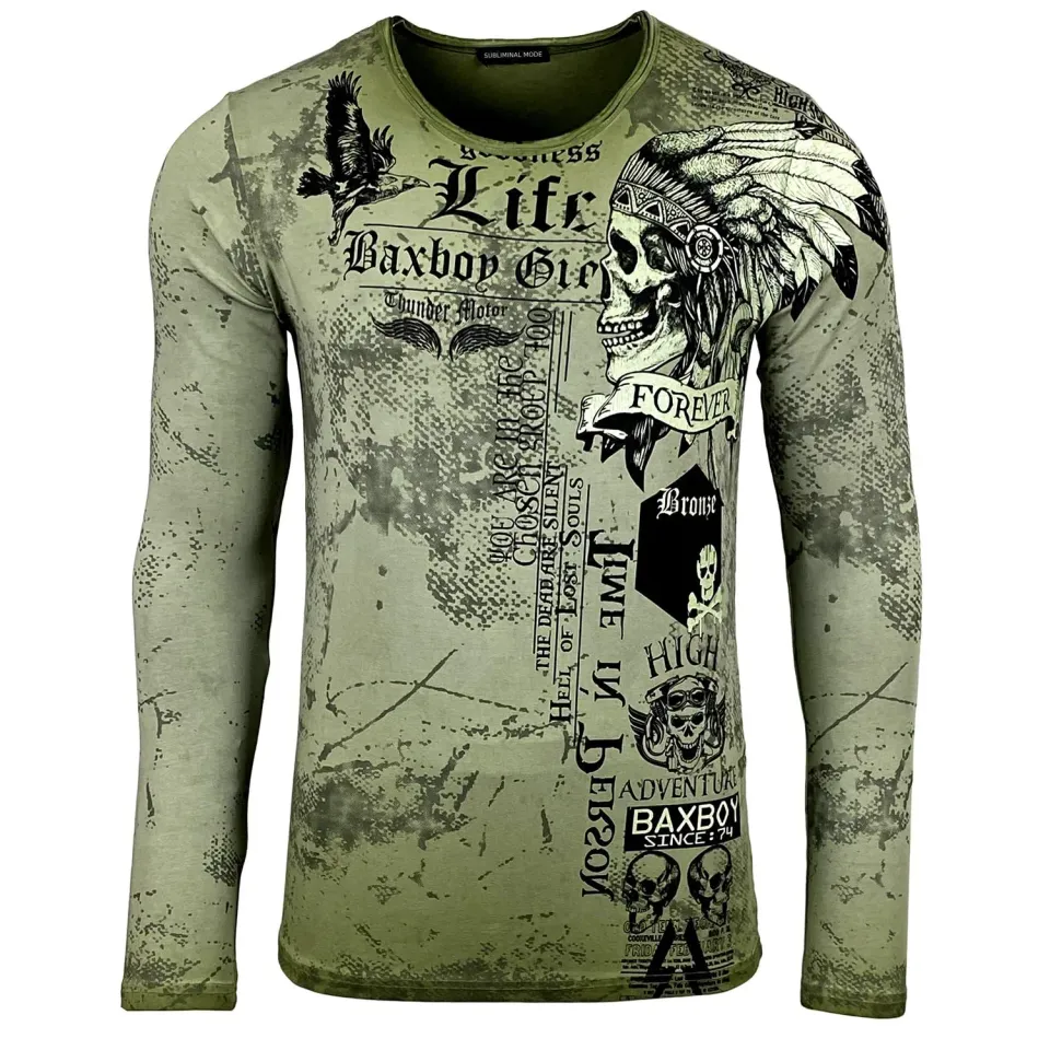 Subliminal Mode BX708 t-shirt homme col rond vintage coton délavé