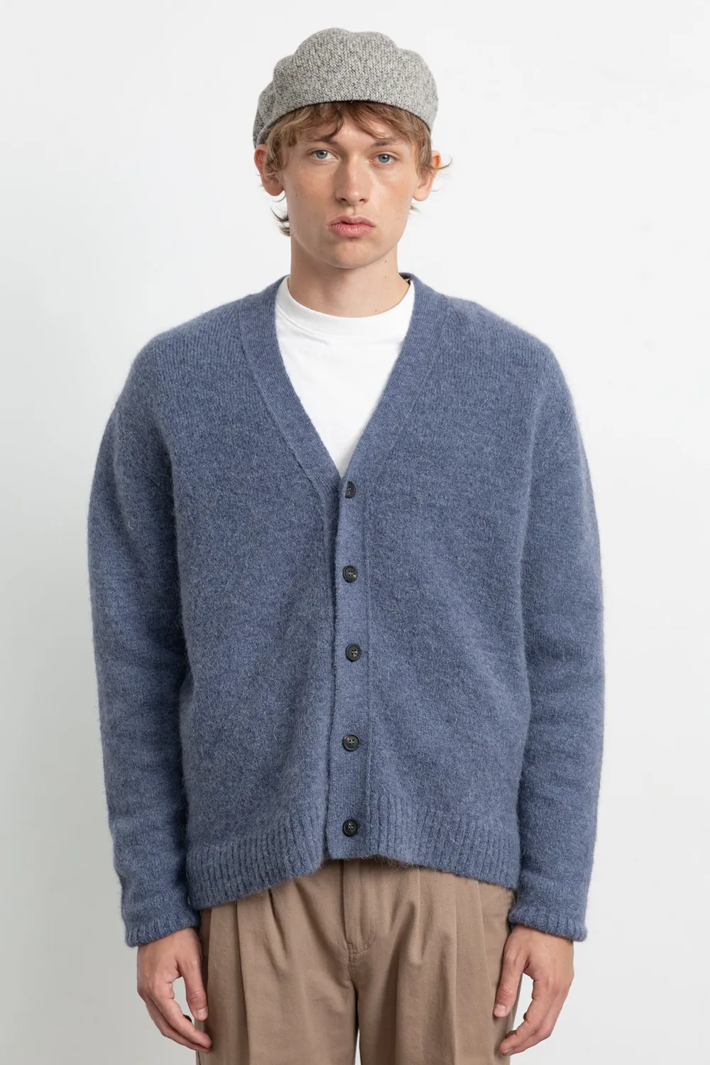 Edmmond Studios Duck cardigan bleu foncé laine alpaga