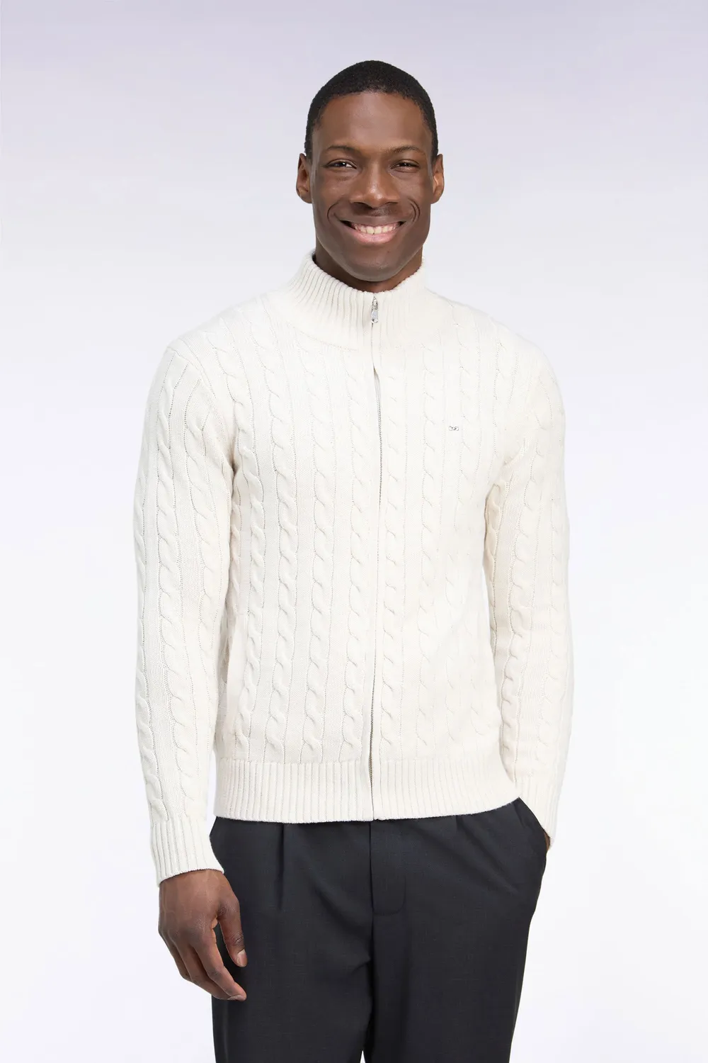 Eden Park H26MAICA0008 cardigan écru coton torsades