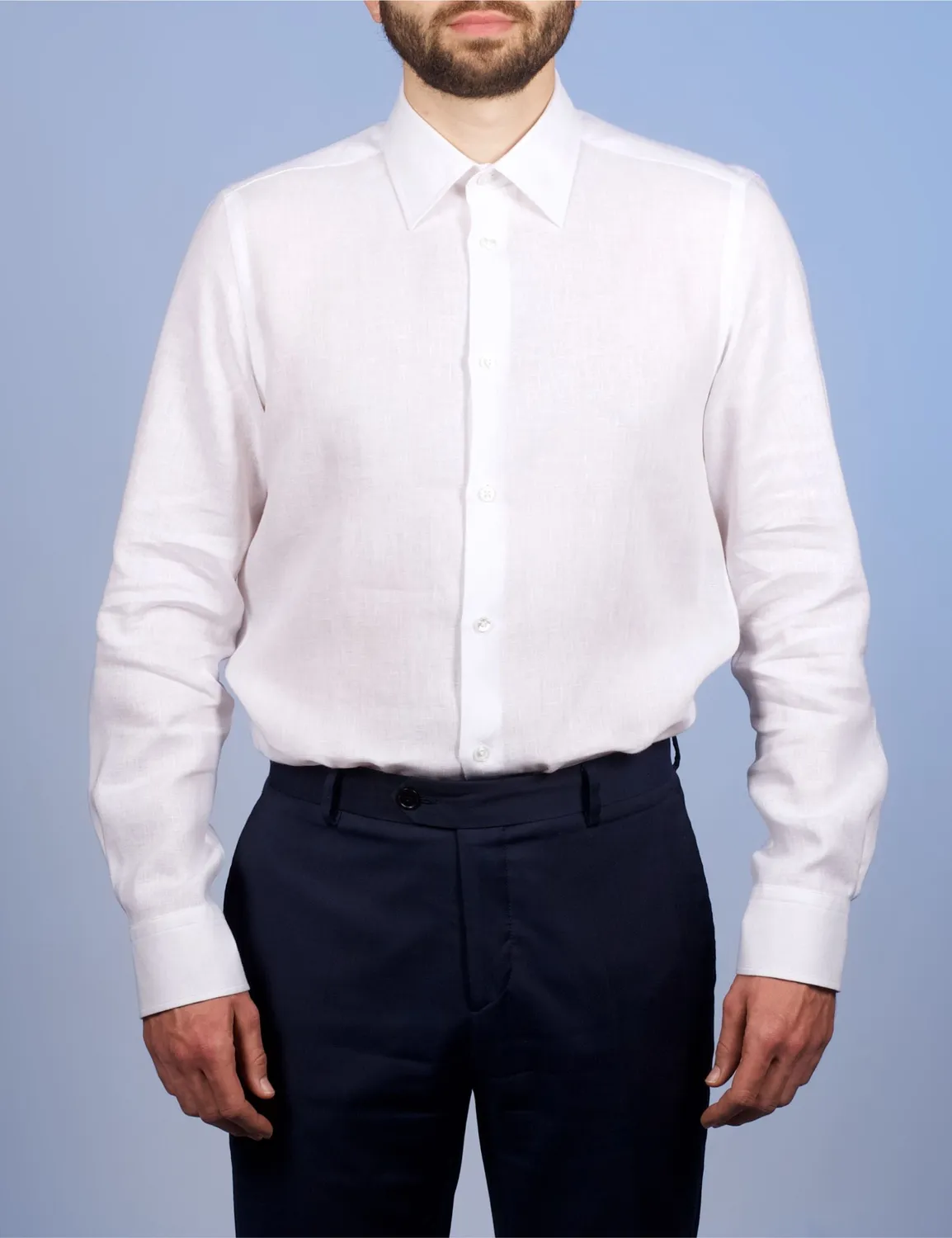 La Chemise Française Lin Normand Blanc chemise homme col souple