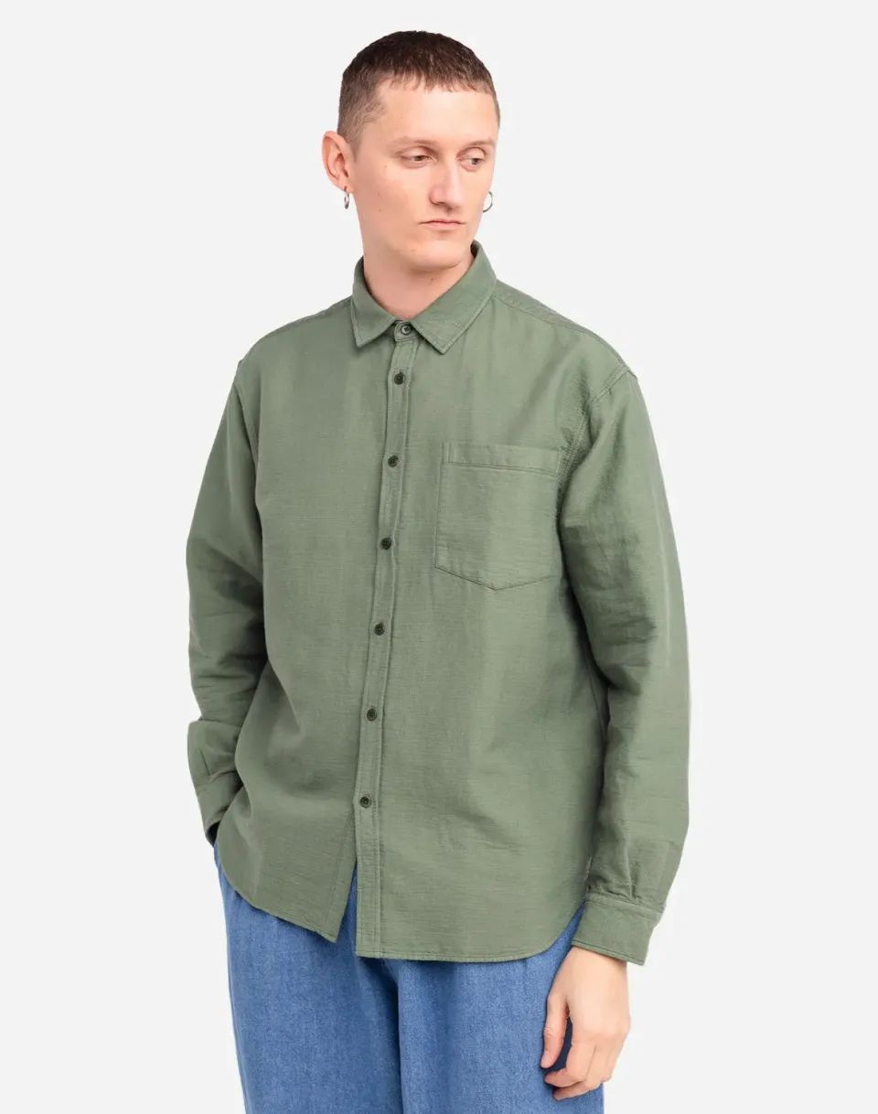 OLOW Nago chemise homme vert olive gaze coton