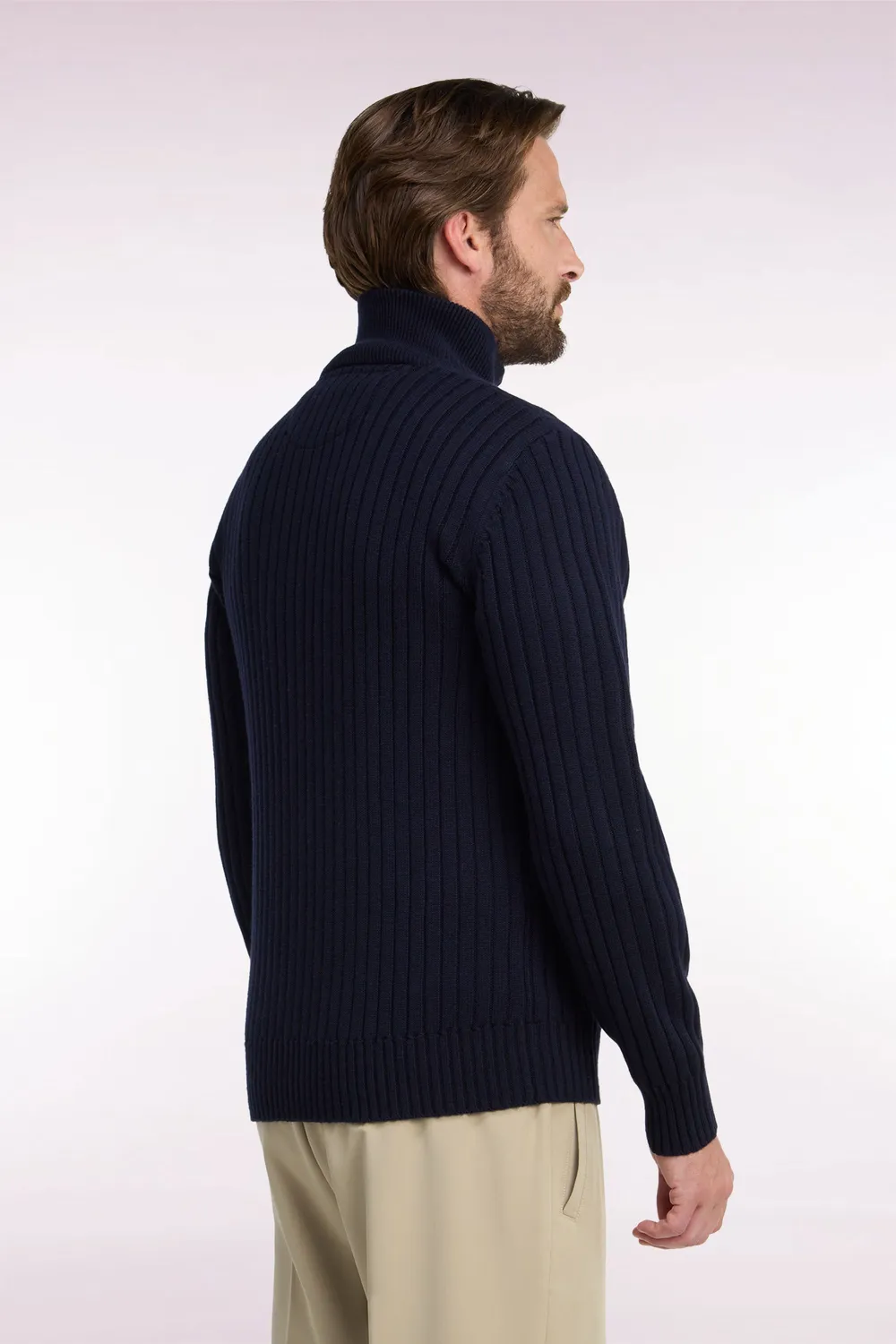 Eden Park cardigan zippé laine coton marine droit