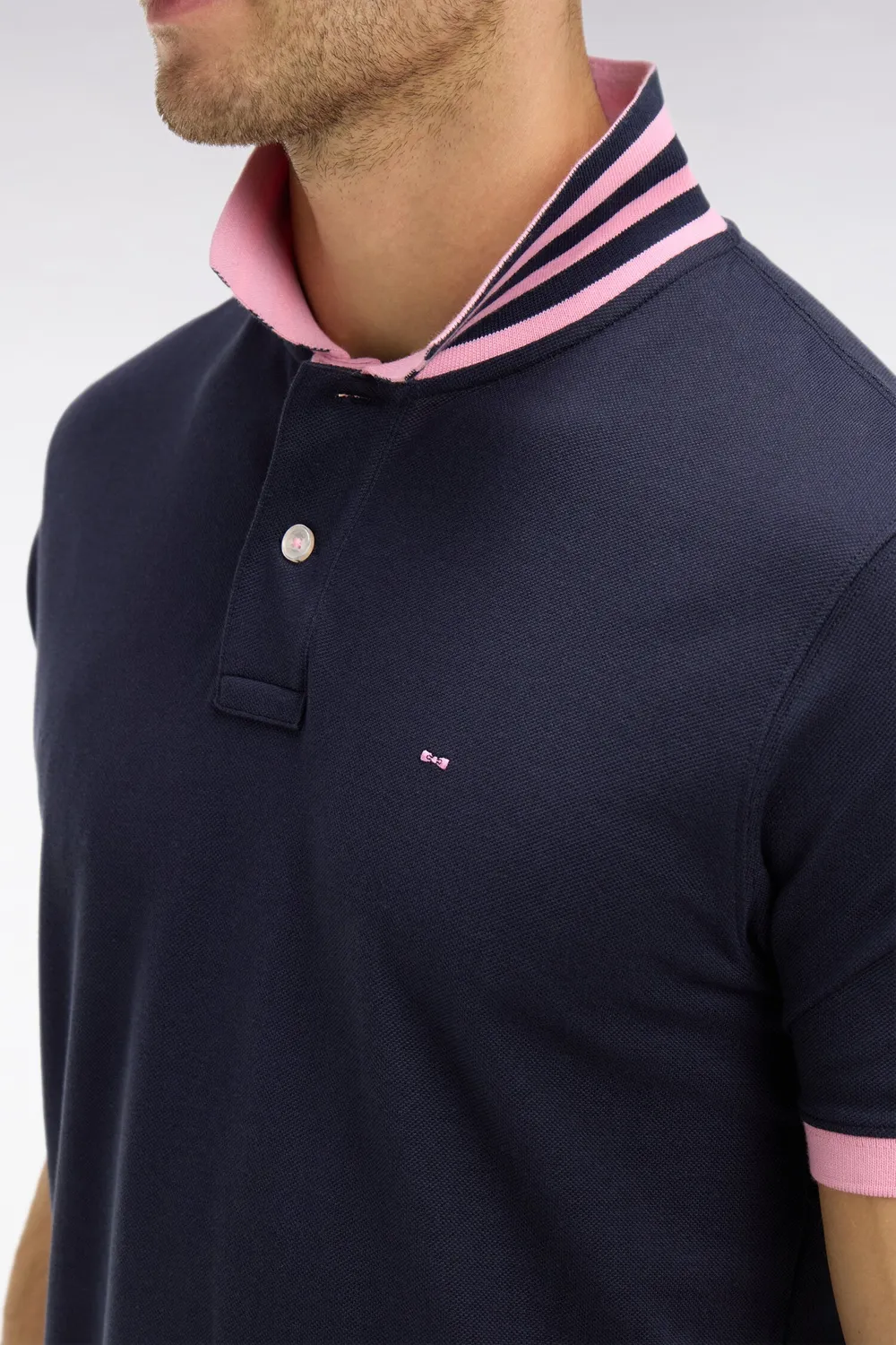 Eden Park polo coton pima bleu marine manches courtes
