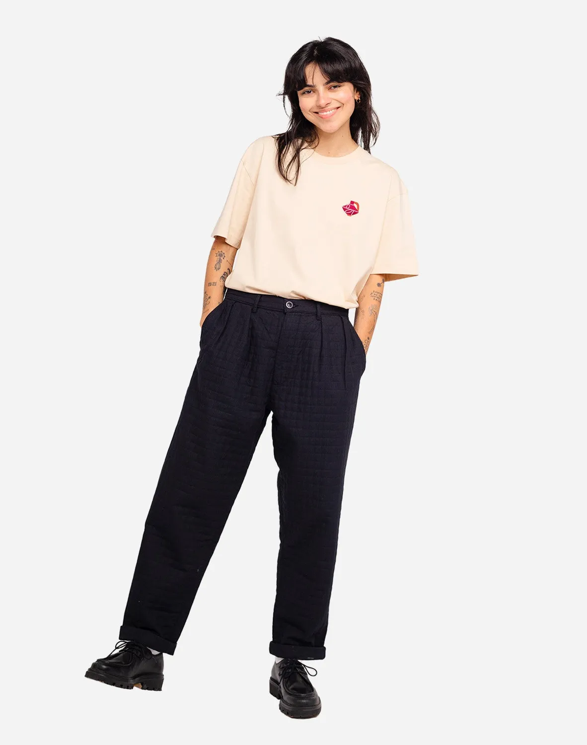 OLOW Sembo pantalon noir matelassé coupe ample