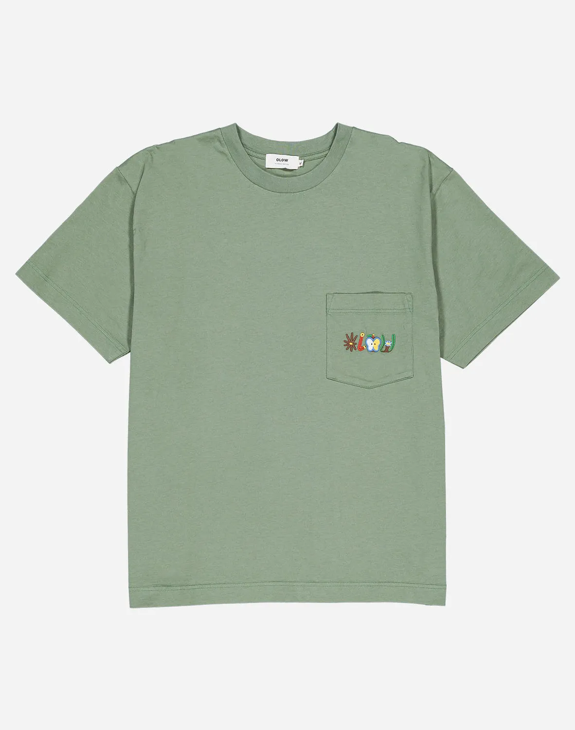 OLOW Pictures t-shirt ample vert sauge coton bio