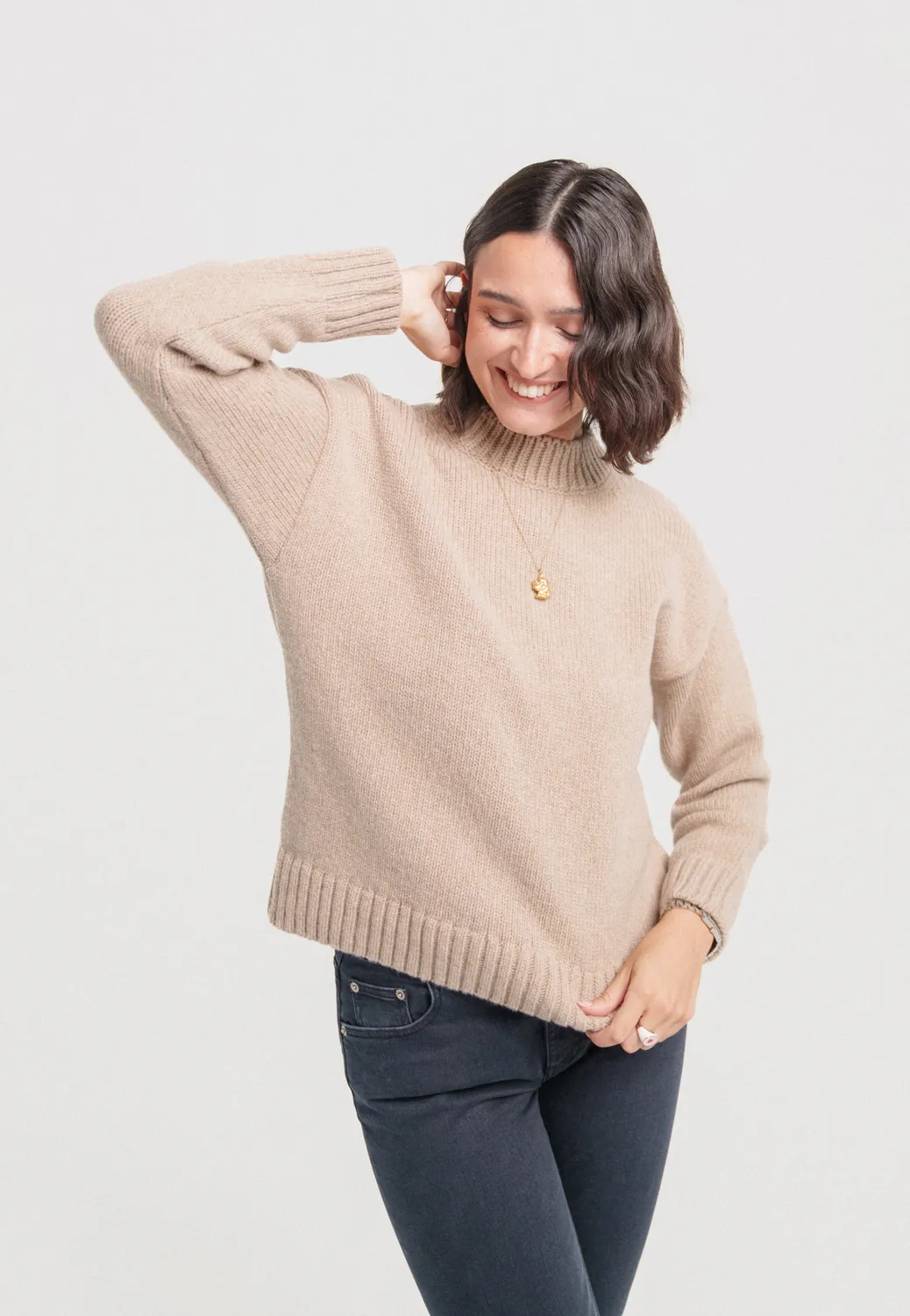 Loom Le pull col montant laine mérinos beige