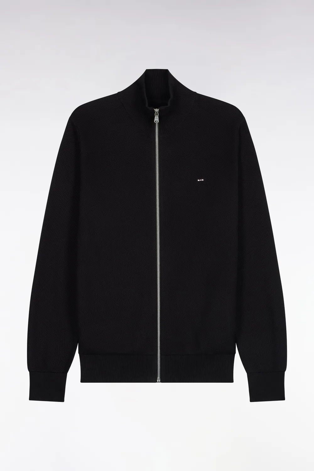Eden Park cardigan zippé coton noir coupe droite
