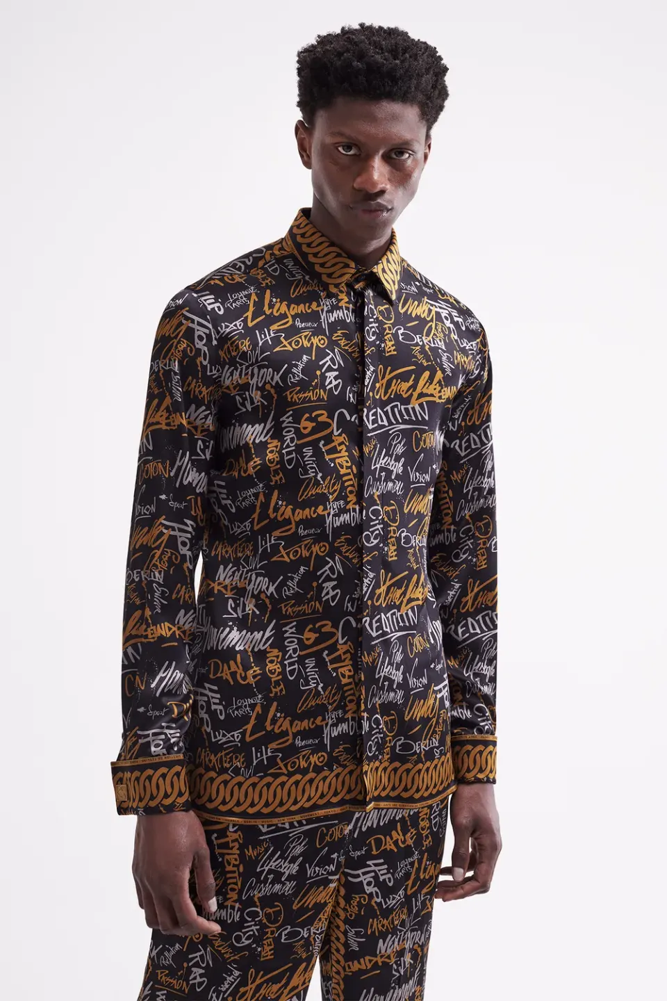 French Deal Caractère Graffiti chemise soie