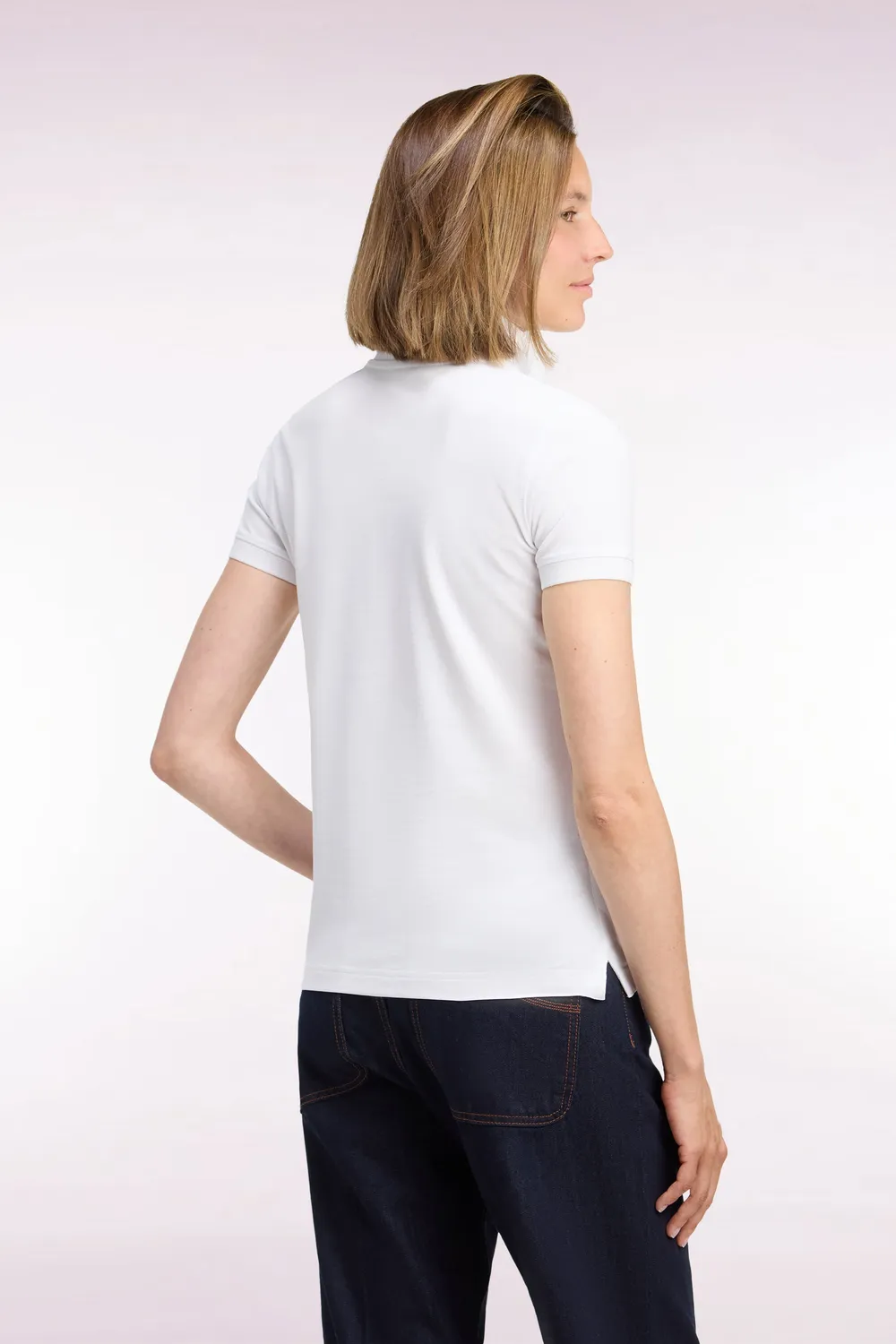Eden Park polo femme blanc coton stretch ajusté
