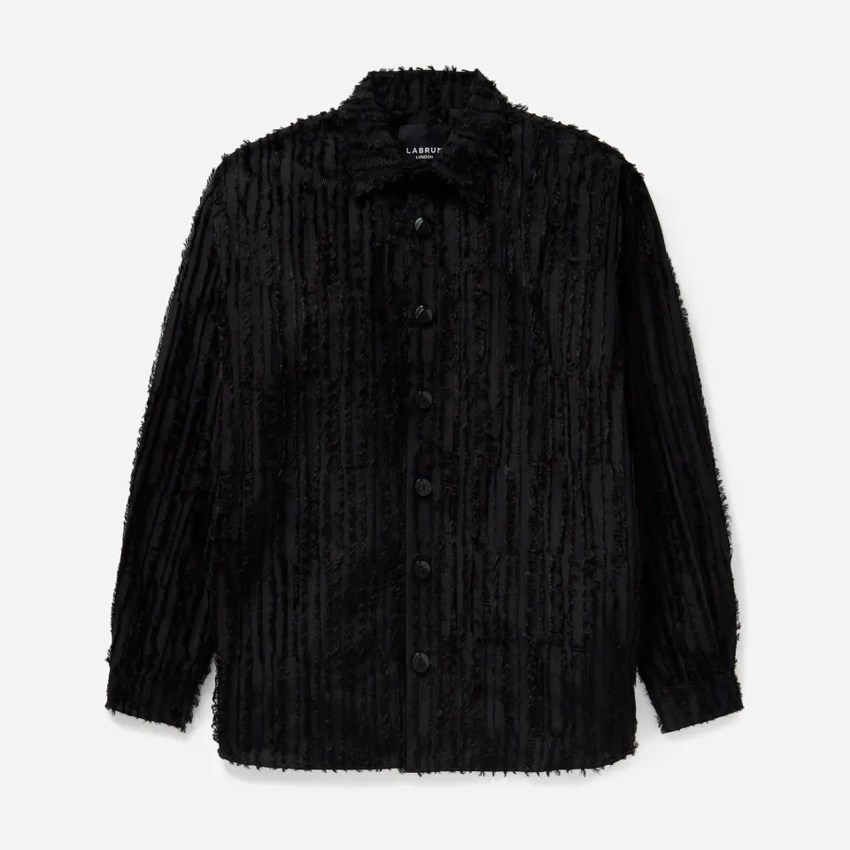 Labrum Black Frayed Striped chemise homme noir