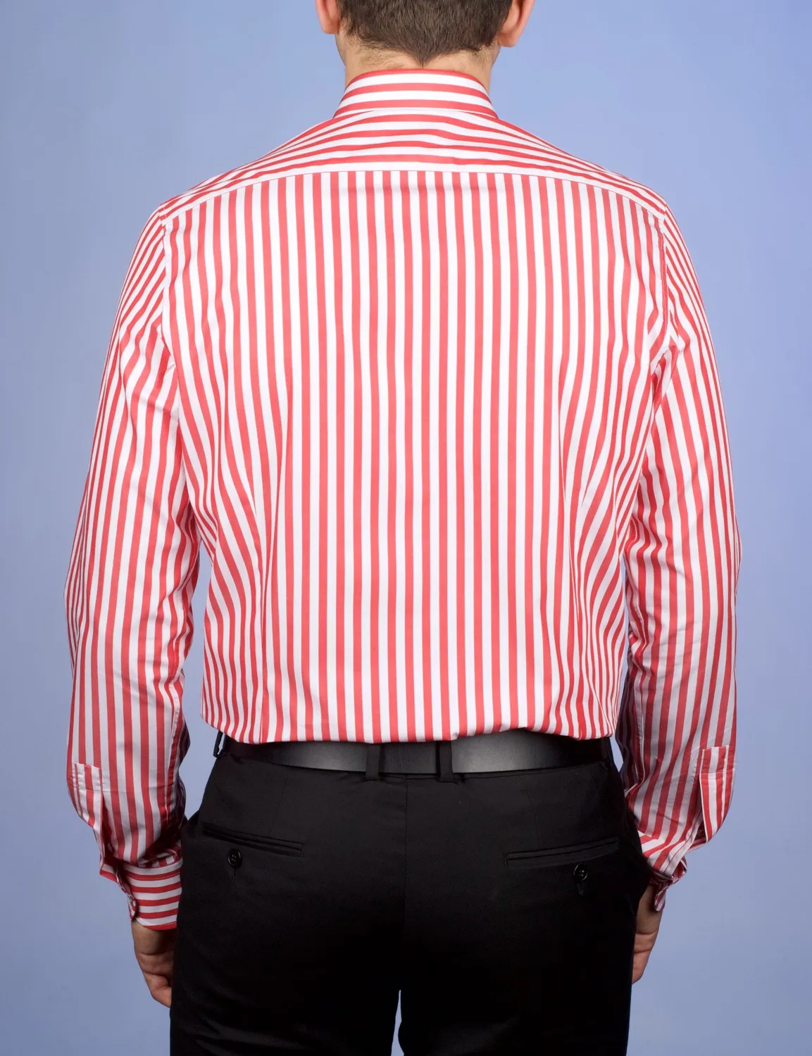 La Chemise Française rayure bâton chemise homme rouge col français