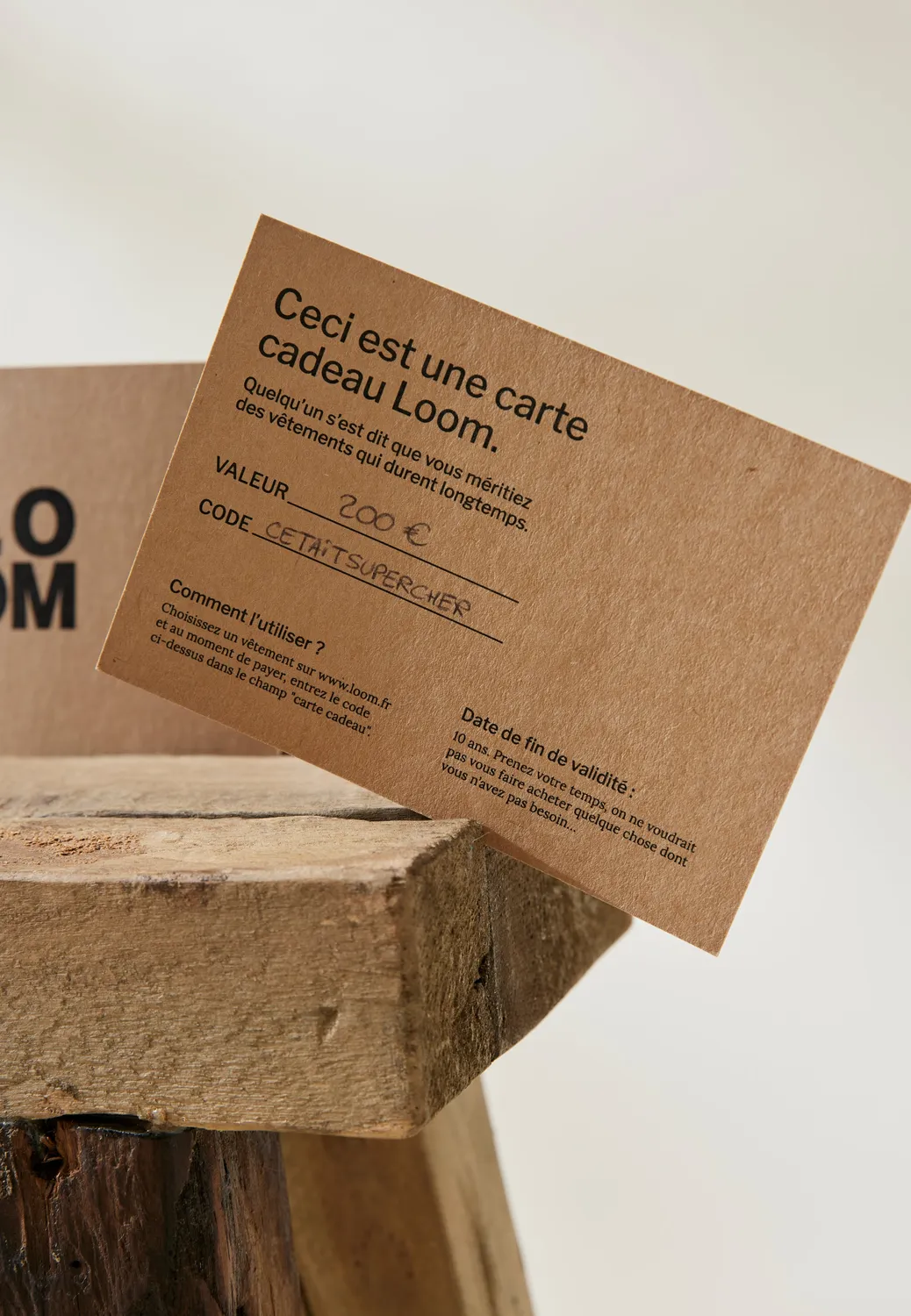 Loom carte cadeau physique kraft 50€ 10 ans