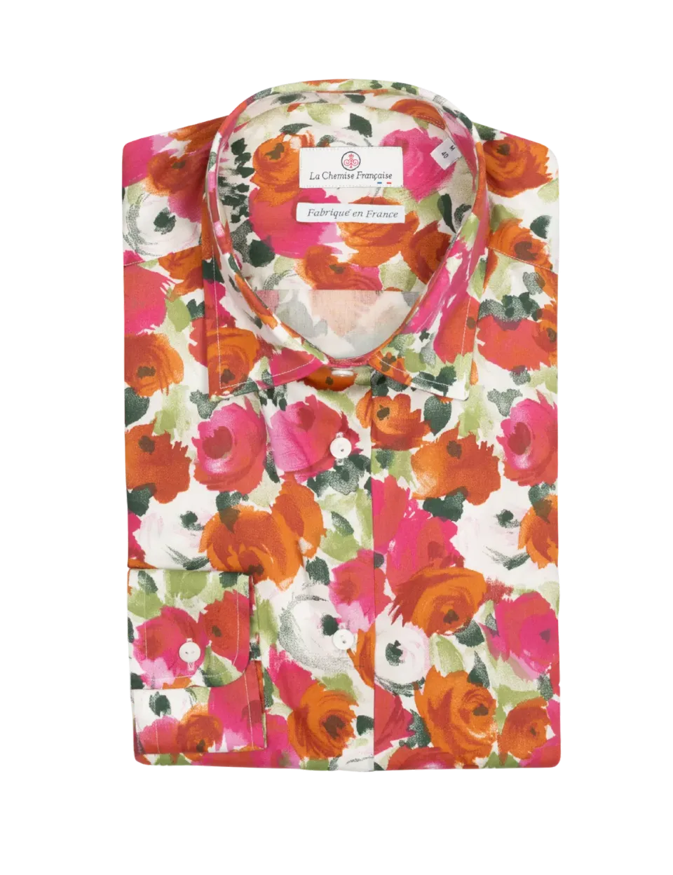 La Chemise Française Roseraie Rouge chemisier fleurs fond clair