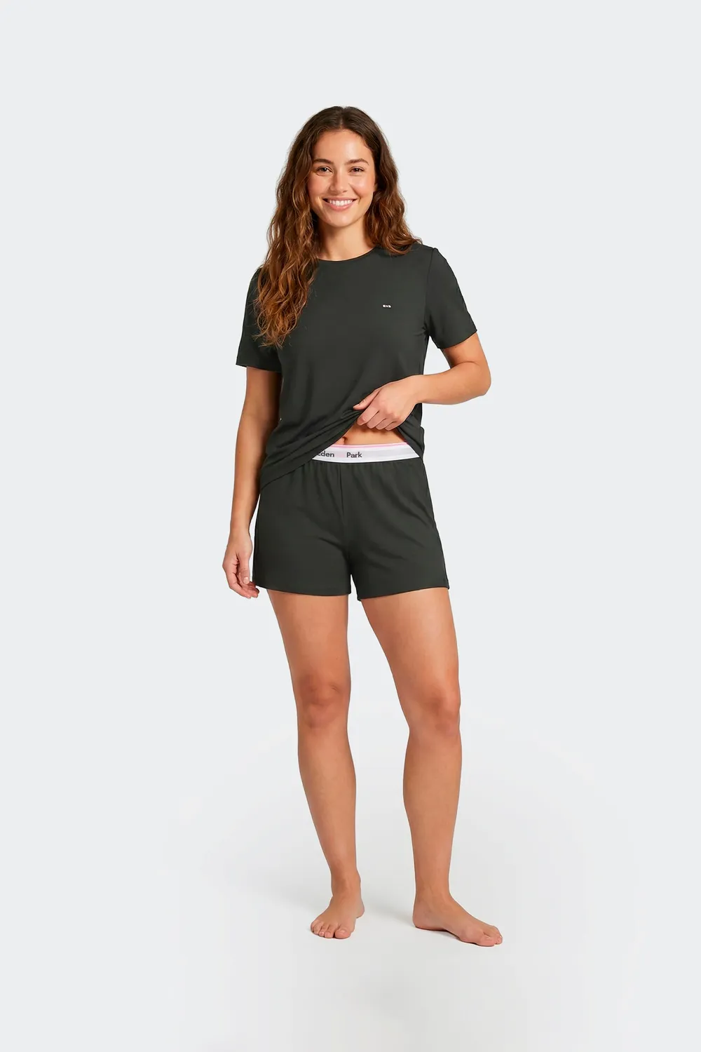 Eden Park ensemble pyjama court Tencel noir femme