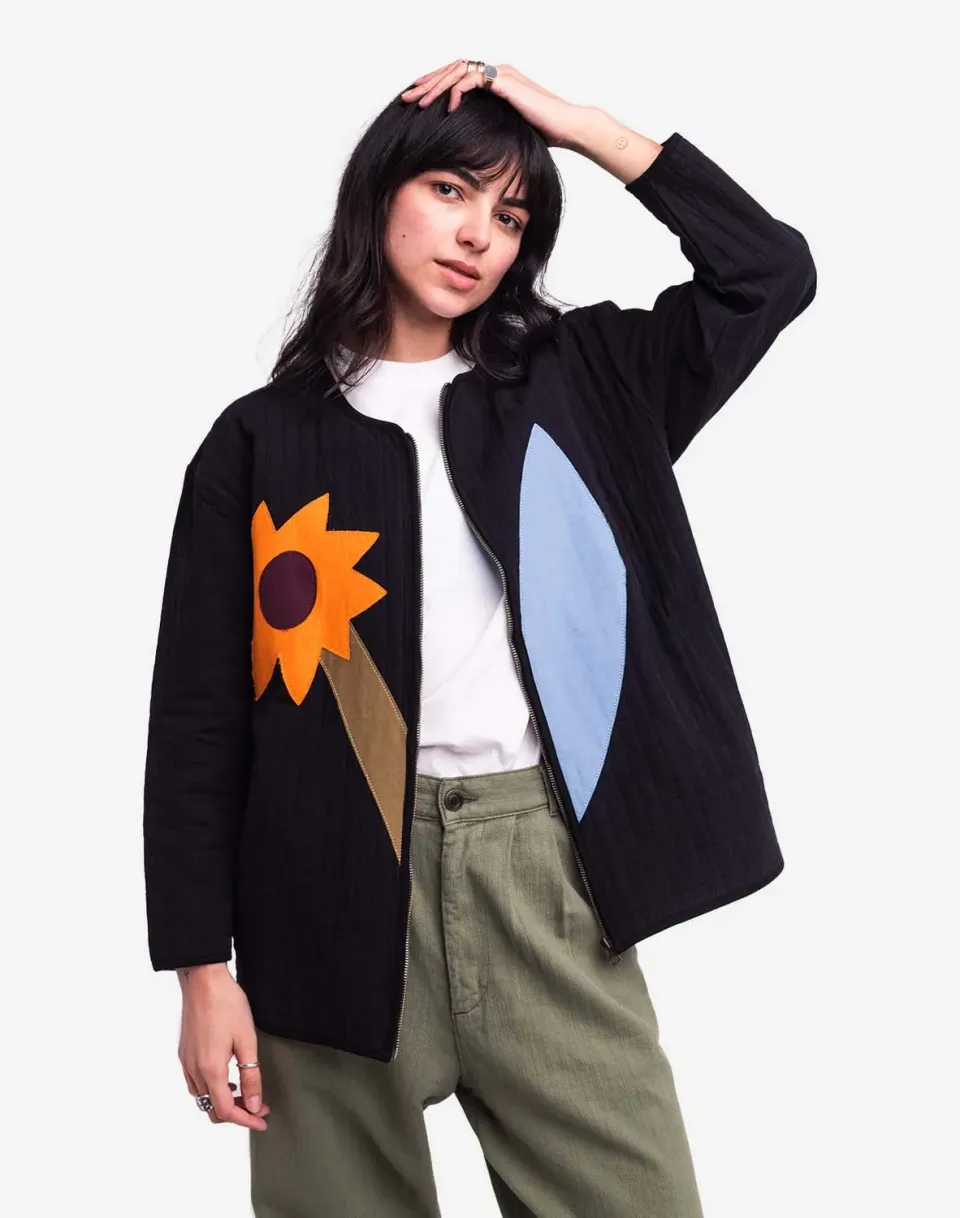 OLOW Ostara sweat zippé noir carbone matelassé