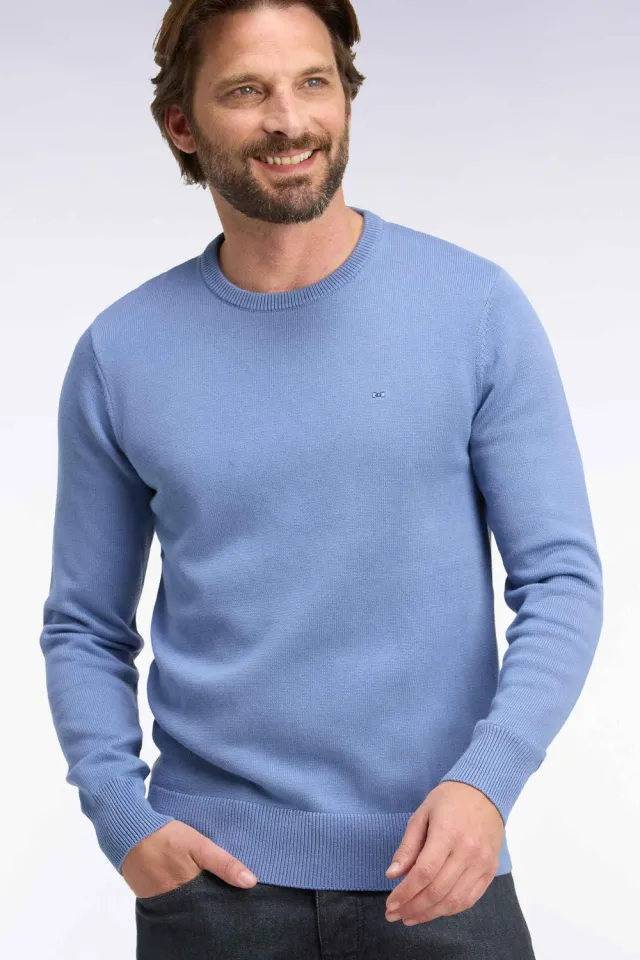 Eden Park pull col rond ciel coton homme coupe regular