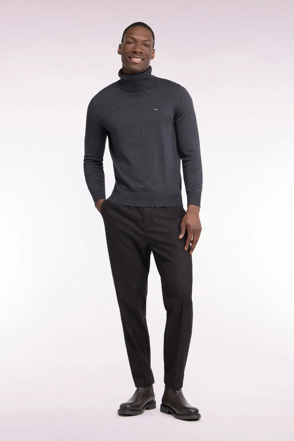 Eden Park Club pantalon homme marron rayures flanelle