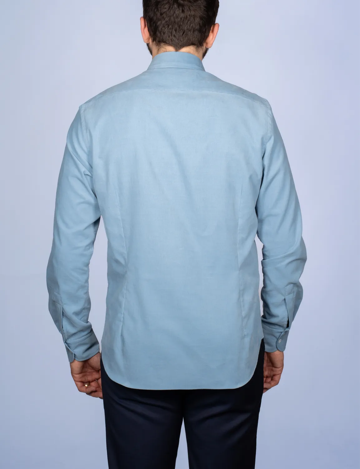 La Chemise Française Velours Milleraies chemise bleu argile