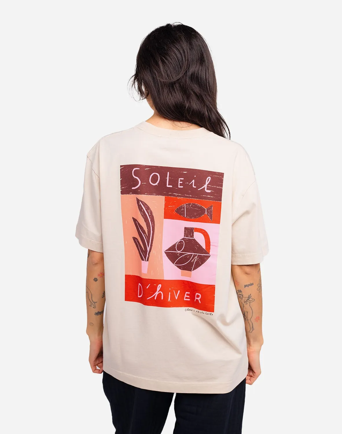 OLOW Soleil d'hiver t-shirt ample gris chiné coton bio