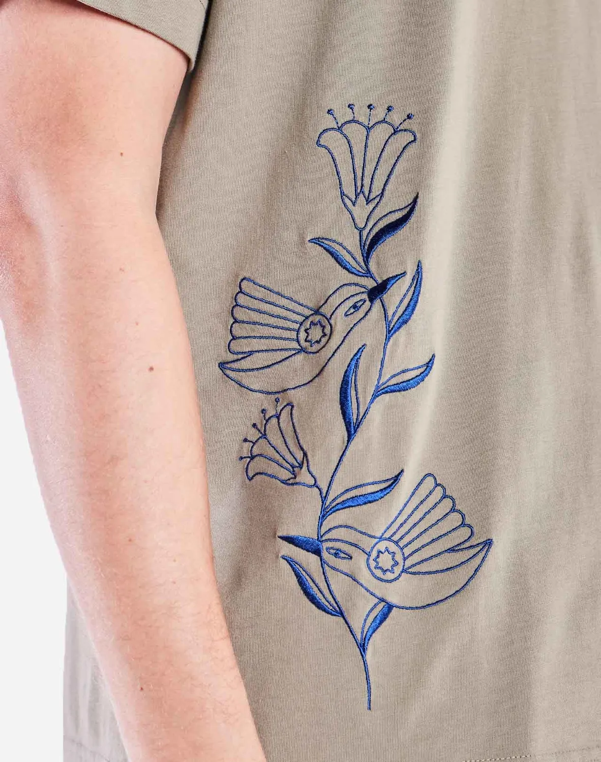 OLOW Hummingbirds t-shirt ample argile coton